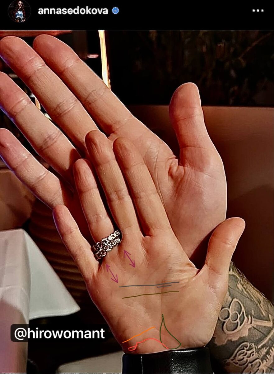 Руки Яниса Тиммы и Анны Седоковой 