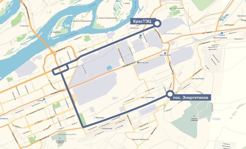    Схема маршрута. Фото: Администрация Красноярска