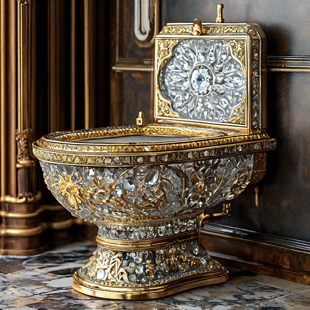 Унитаз хрустальный в стиле изделий мастеров златоуста