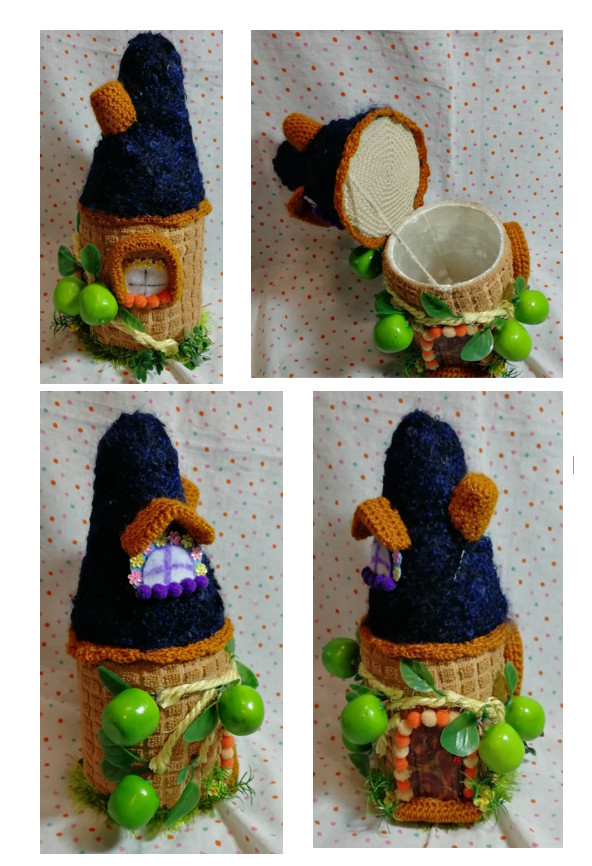 Фото автора статьи. Самая первая шкатулка - домик из бросового материала. Совместная работа автора и детей