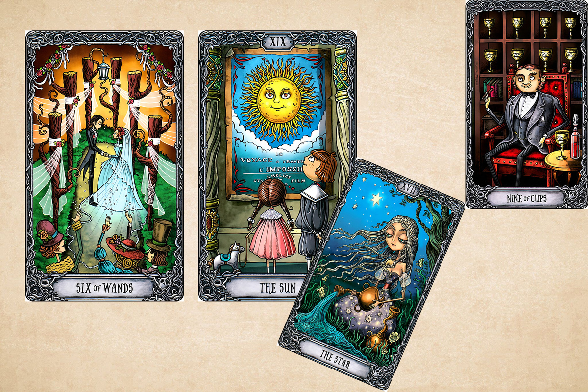 Дуплет 6 Жезлов и Солнце. Дно 9 Кубков. На Старший Аркан Солнце - доп Карта Звезда