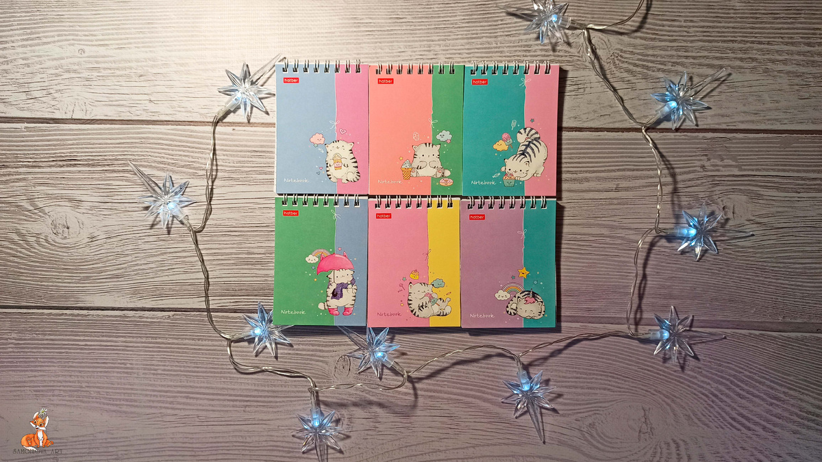 Набор блокнотов в клетку, на пружинке, 6 штук