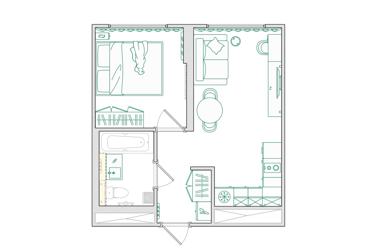 Планировочное решение и расстановка мебели