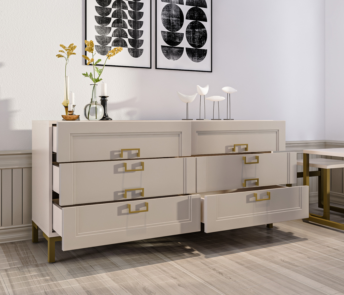 Листайте карусель, чтобы посмотреть реальное фото этого комода в интерьере →
