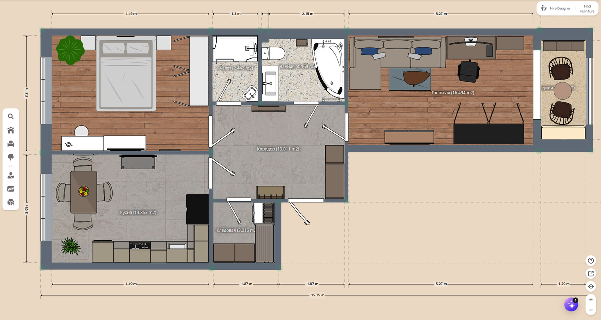 Эскиз планировки в Planner 5D