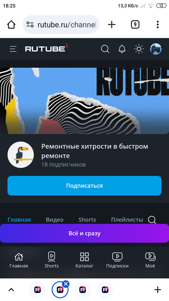 Страница канала-вора без оформления