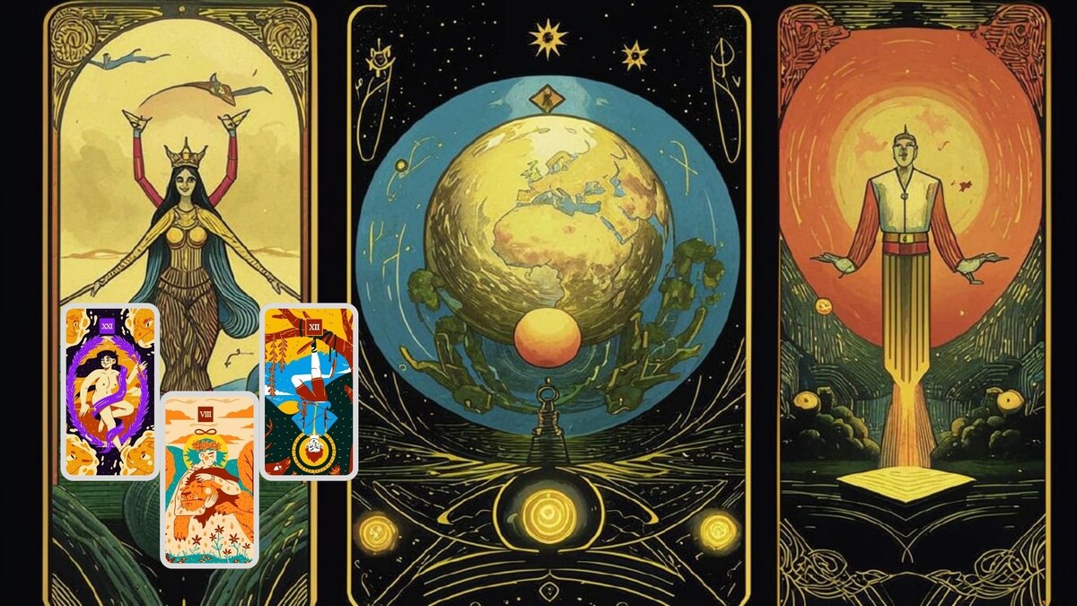 21 декабря в День Зимнего равноденствия встречаются Мир, Повешенный и Сила в тени