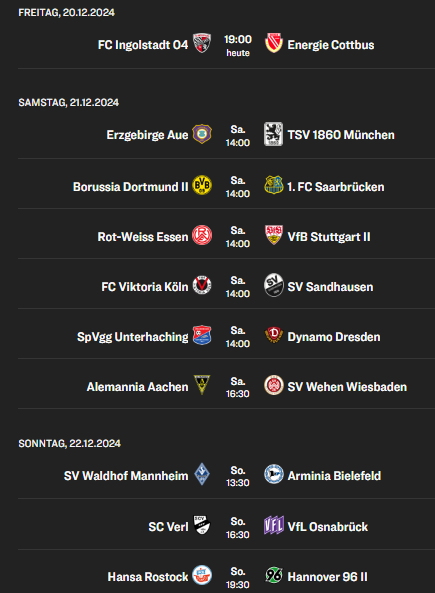 Расписание 19 тура в 3 лиге