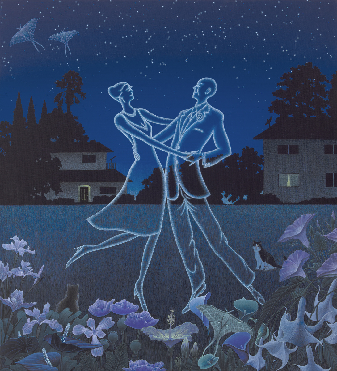 © Роберт Макдональд (Robert MacDonald). В ночном  саду. Холст. Акрил.