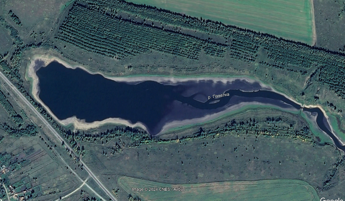 На снимке прекрасно видно русло, острова, заливы... Вот и фронт работы!