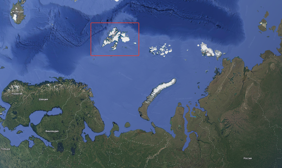 Расположение Шпицбергена на карте Земли