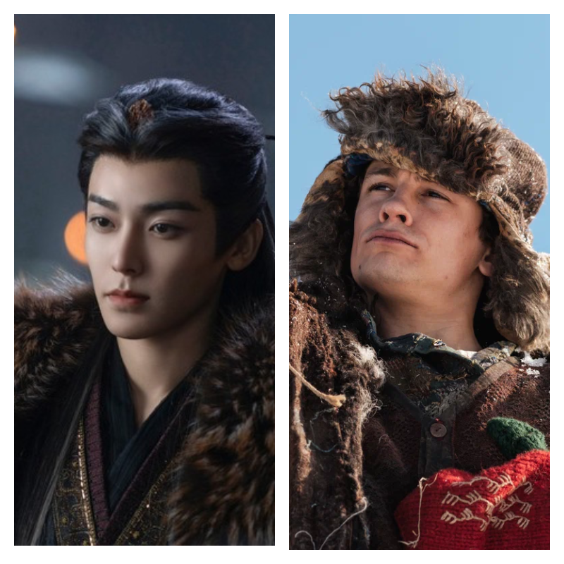 Слева китайский актёр Хоу Минхао в роли демона, справа Никита Кологривый  в роли Емели 