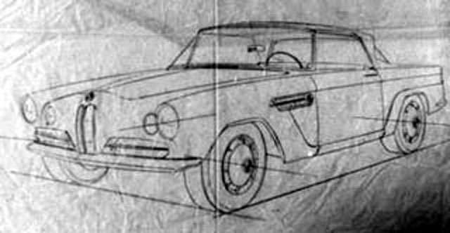 Дизайнерский эскиз BMW 503 Курта Бредшнайдера