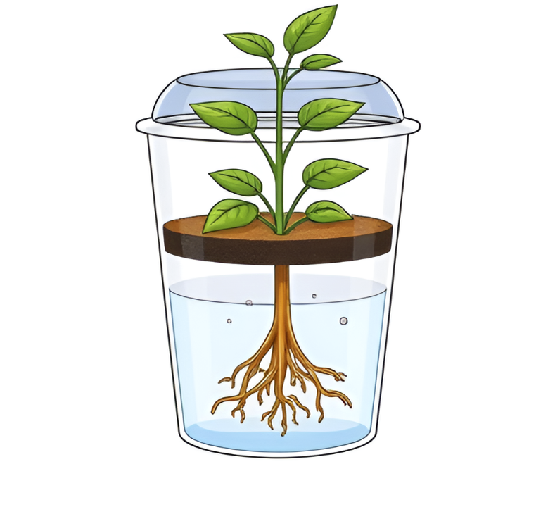 Корни растения должны дорасти до дна горшка с автополивом.