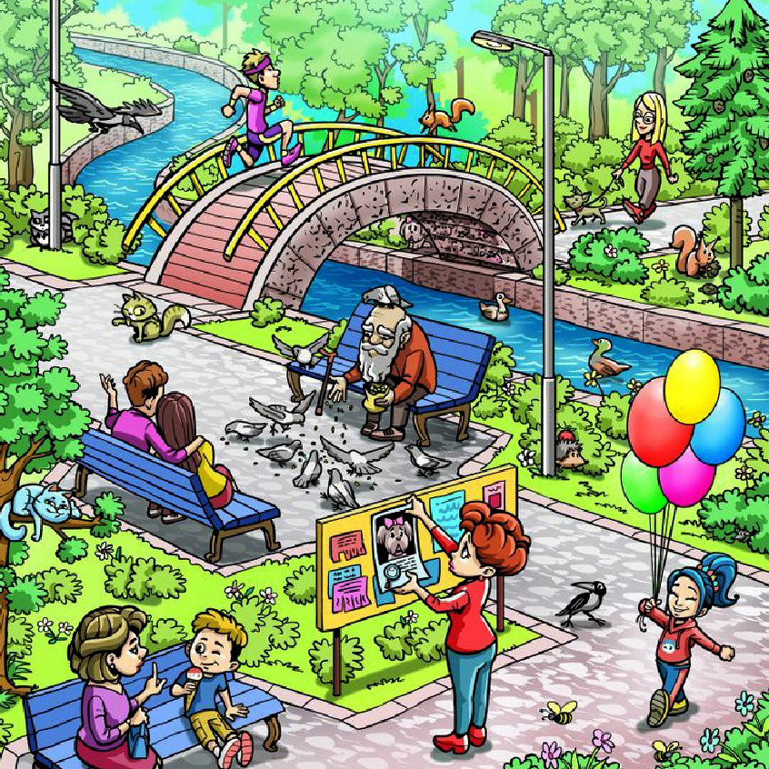 На картинке потерялся щенок. Попробуйте его найти