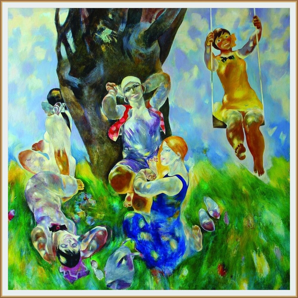 КАРТИНА ХУДОЖНИКА ГЕОРГИЯ ГЕОРГИЕВИЧА КИКИНА под названием " ЗЕЛЕНЫЙ БУГОР " 1976