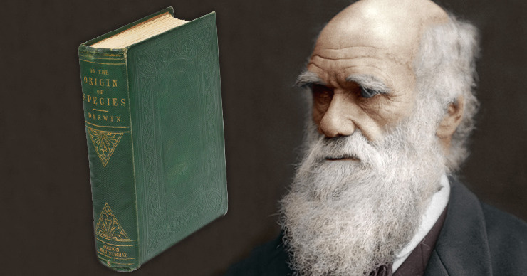 Чарльз Дарвин и первое издание его книги "Происхождение видов