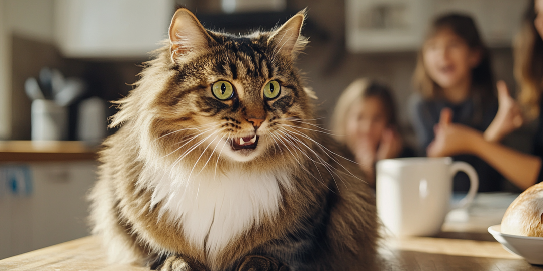 Глава семейства поспорил с кошкой: если она выиграет, то сможет гулять по столу как королева