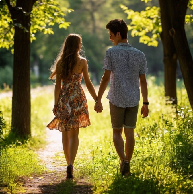 Вика и Димка в парке