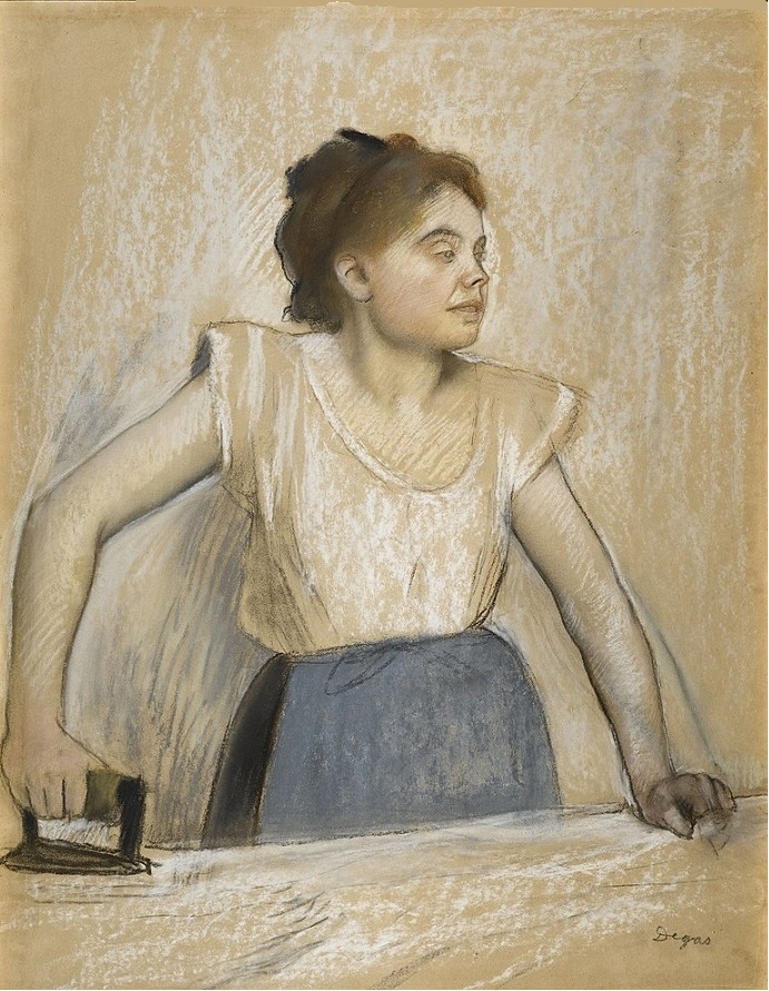 Дега. Гладильная машина. 1869. Бумага, пастель, уголь и белый мел.