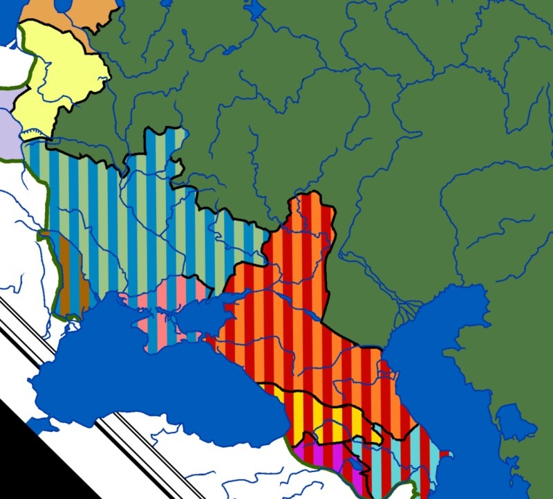 Сферы влияния Франции и Англии по соглашению 23 декабря 1917 года.