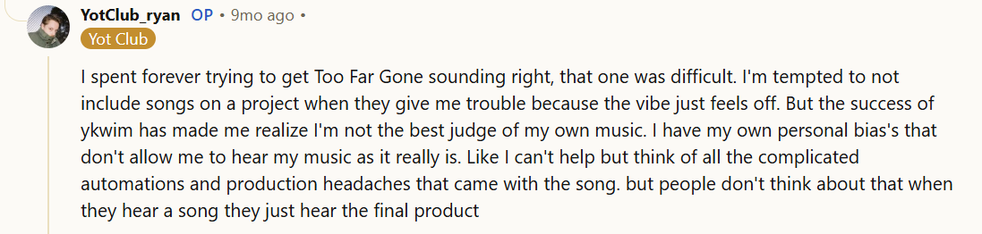 Пост Райана на Reddit.