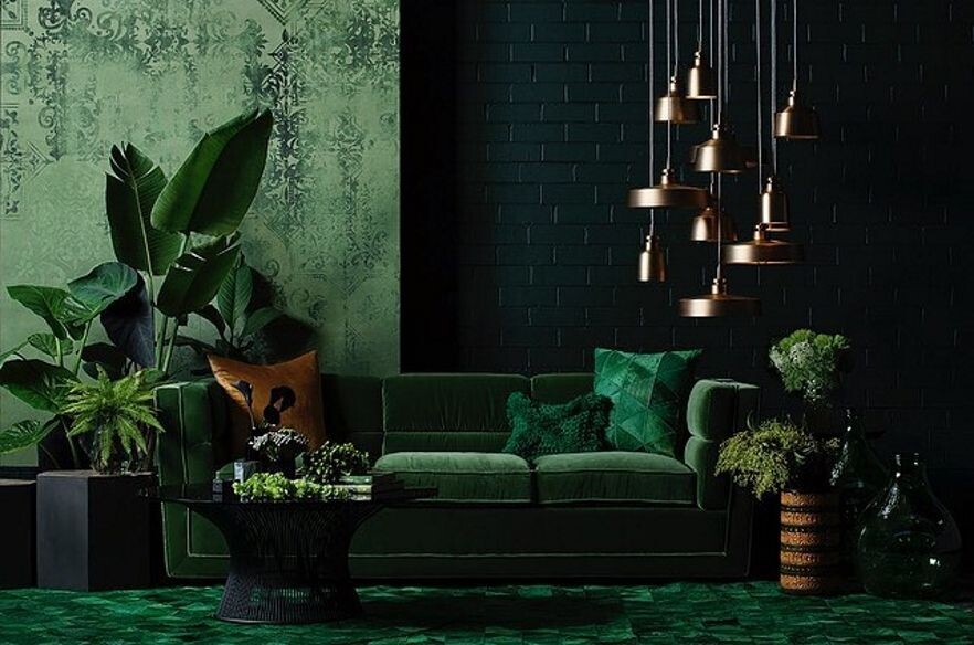 Зеленый как один из глубоких оттенков в интерьере (фото: i.pinimg.com)