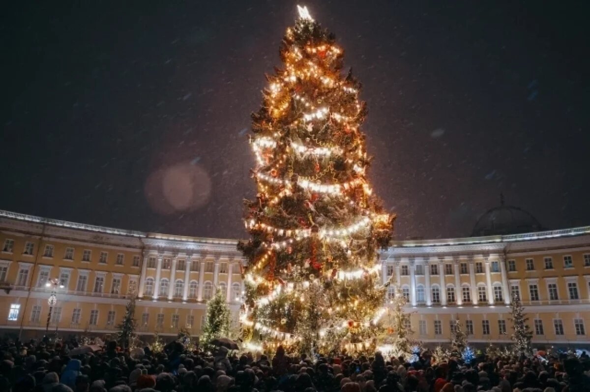    Беглов и Бельский вместе с петербуржцами зажгли огни на главной ёлке города