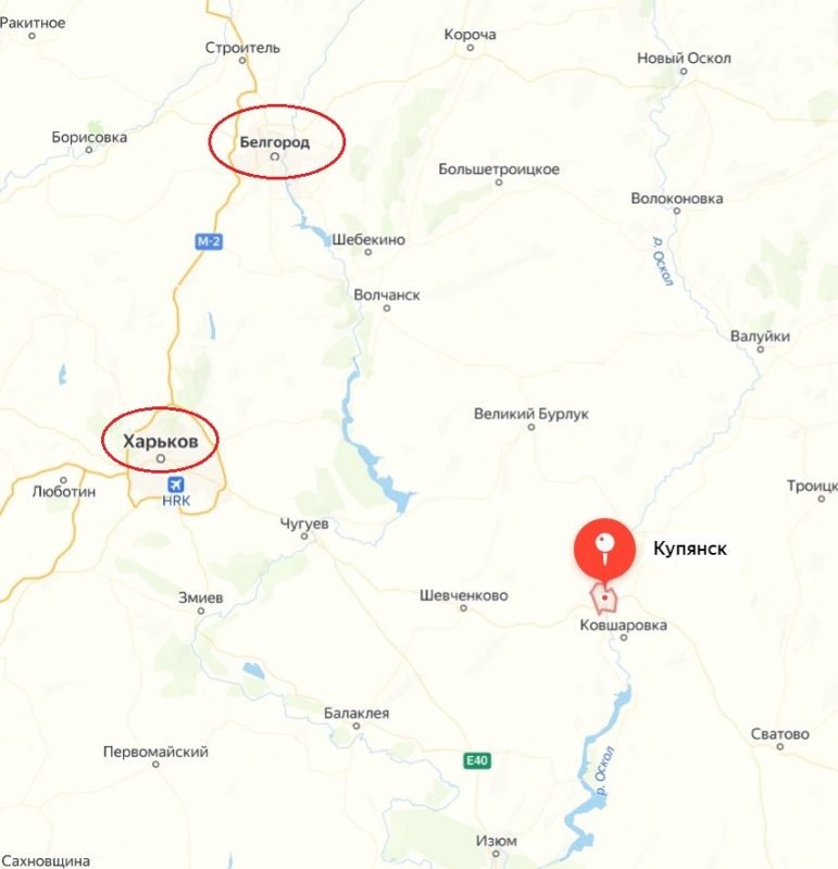   Расположение города Купянск.