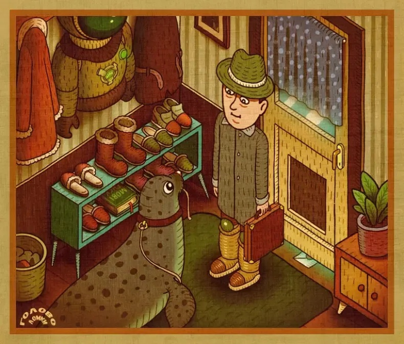 Посмотрите на рисунок с обстановкой в прихожей и найдите все глупости, которые изобразил художник