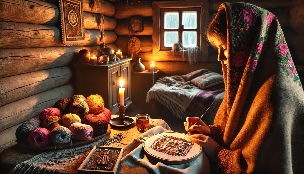 Женщины посвящали время рукоделию — шили, вязали, вышивали. Считалось, что каждая созданная строчка или петля приносит в дом благополучие.