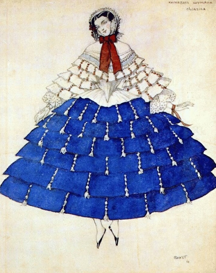 Леон Бакст "Эскиз костюма Киарины к балету "Карнавал" (1910)