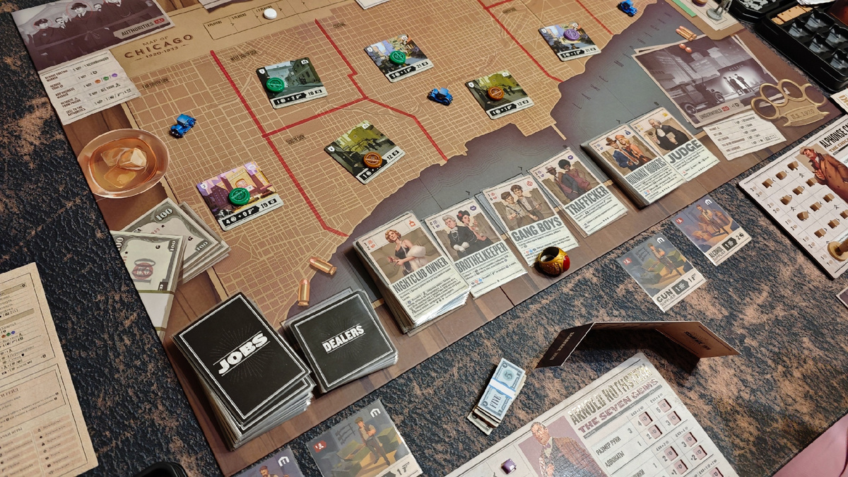 Настольная игра Scarface 1920 контроль территорий, колодострой, выполнение контрактов, преступный мир, гангстеры, 