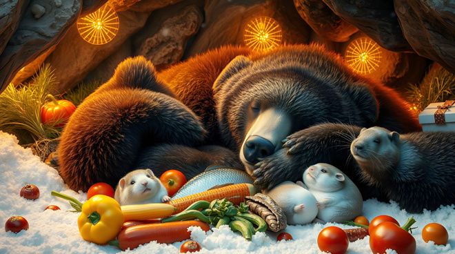 
Кроме медведей в зимнюю спячку впадают ёж, барсук, суслиск, енот, бурундук и лягушка