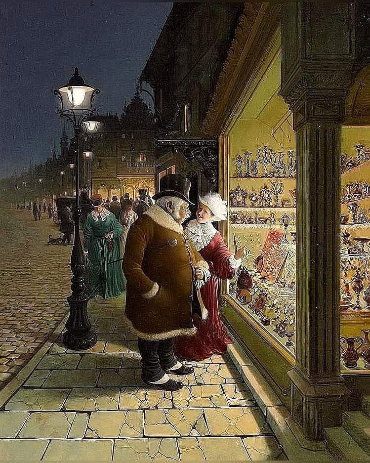 Вида Габор: "У витрины ювелирного магазина"