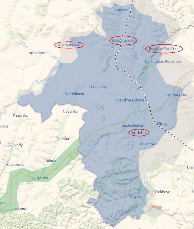   Карта СВО. Территории оккупированные ВСУ в Курской области, по версии прозападного проекта. Тг-канал "Политика Страны".