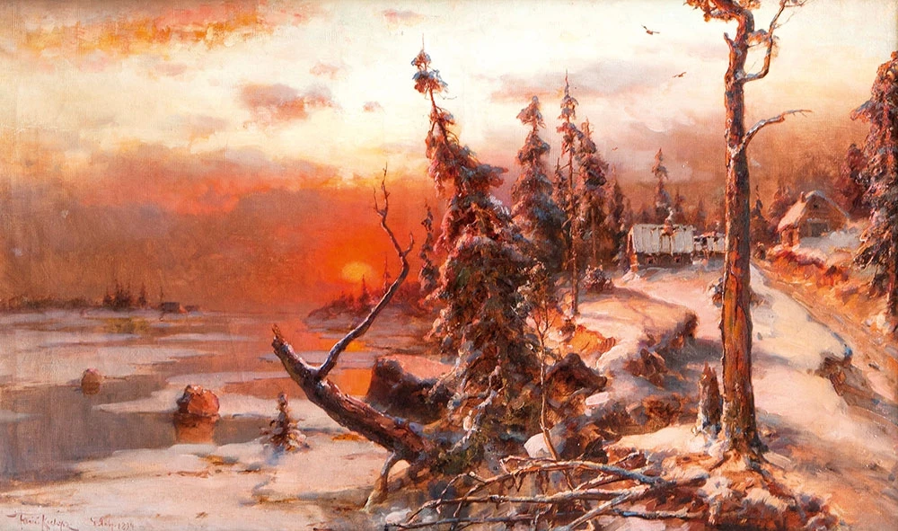 "Зимний закат", Ю.Ю. Клевер, 1896. Частное собрание