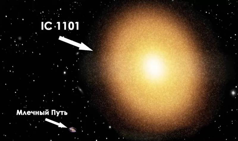 IC 1101 в сравнении с млечным путем