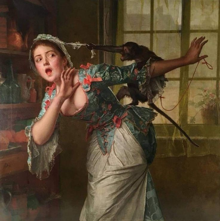 The Endangered Bonnet" (1893) Emile Villa