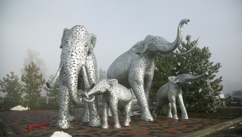    Перед терминалом пассажиров встречает добродушная семейка слонов Фото: Валерия Алтухова / / ИА «Победа26»