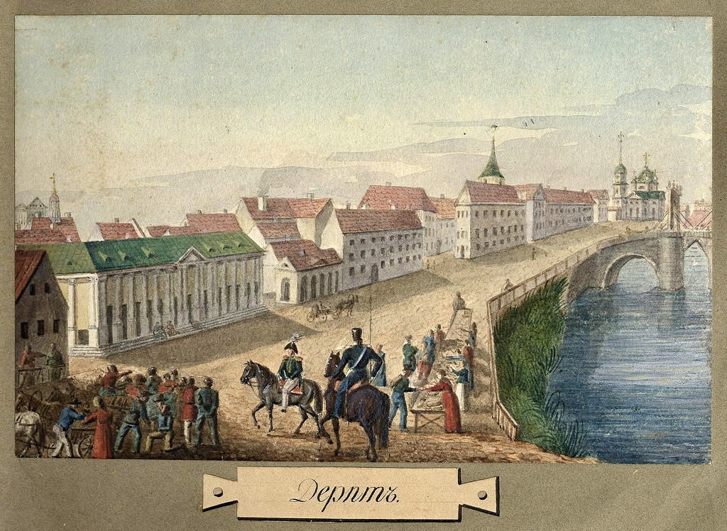 Город Дерпт (сейчас Тарту) на иллюстрации 1839 года 