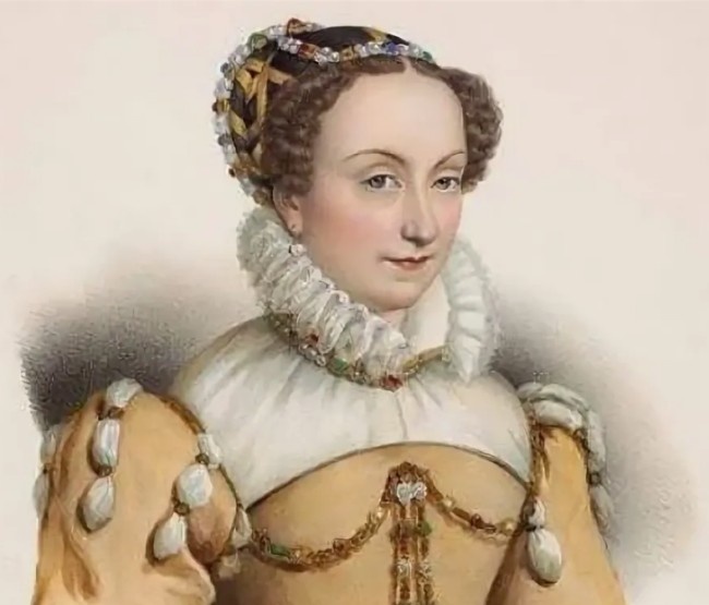 Жанна д'Альбре. Как по мне, так не очень похож на предыдущий портрет. Зато красиво идет на обложку статьи.