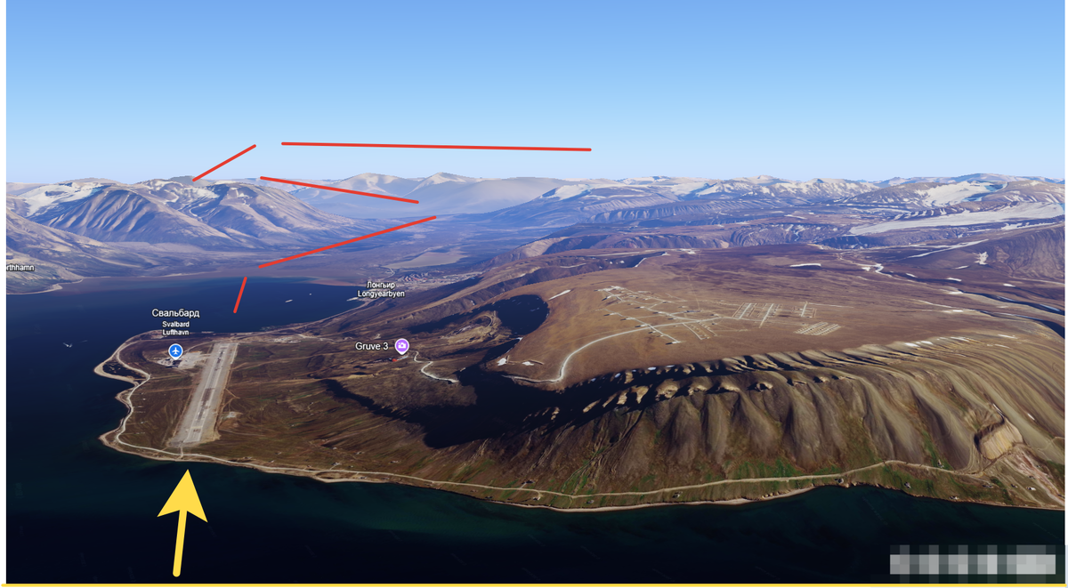 Вместо посадки с воды, Ту-154 предстояло в тумане лавировать среди гор с др стороны (красным)
