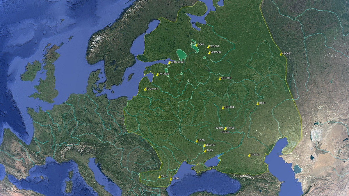 Ископаемые образцы R1a палеолита и Русская равнина