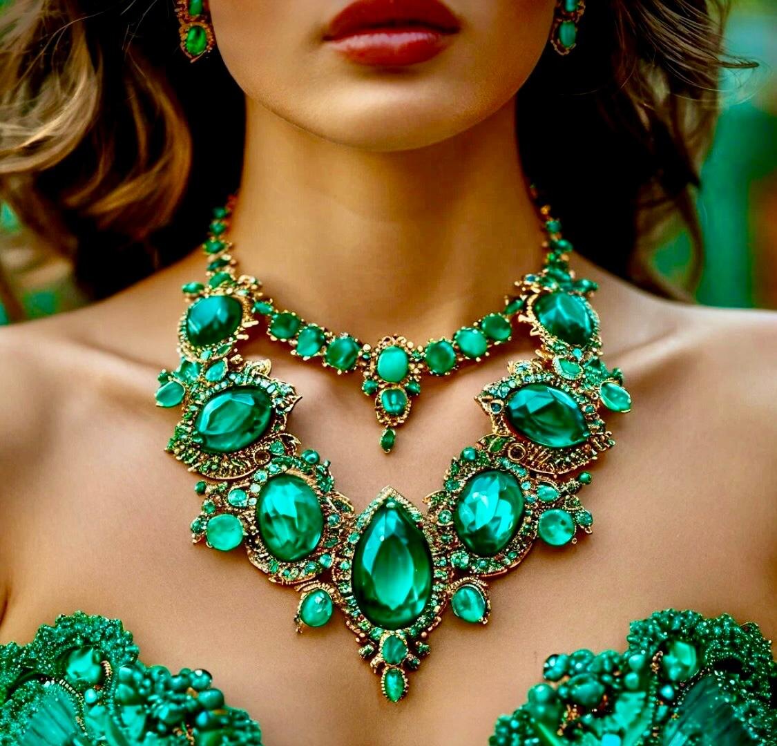 изумрудное колье к вечернему наряду