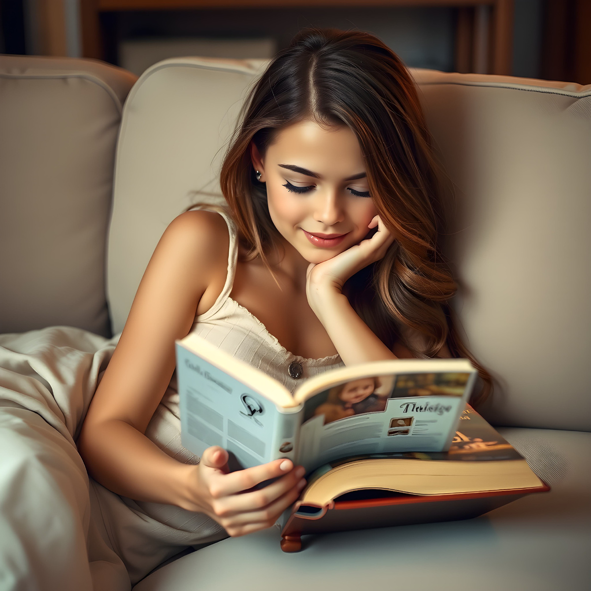 Девушка читает. Рисовал ИИ