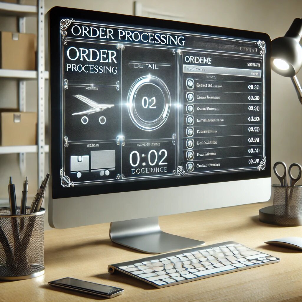 Автоматическая обработка заказа на экране компьютера.