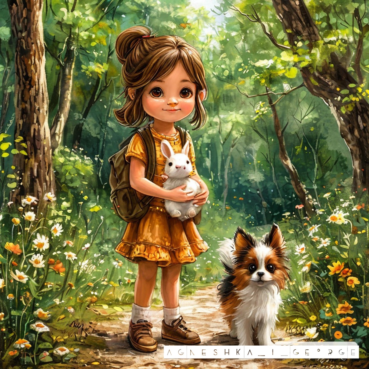 Агнешка и Джорджик нашли нового друга - малыша Зайчонка