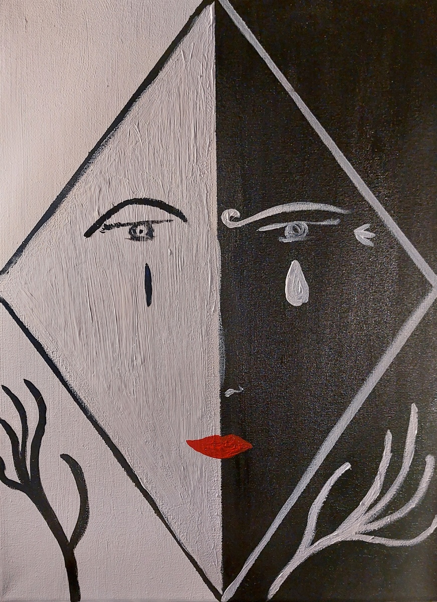 Работа автора "Портрет Мима" 2024 г., холст на подрамнике 30 × 40, акрил, лак