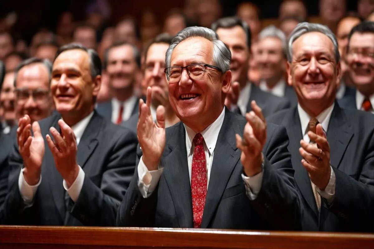 Бурные продолжительные аплодисменты, стоя… 
Фото: Нейросеть shedevrum.ai